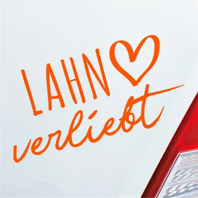 Produktbild von Auto Aufkleber Lahn verliebt Herz Fluss River Wasser Water Liebe Car 19x10 cm Orange Sticker Heckscheibenaufkleber