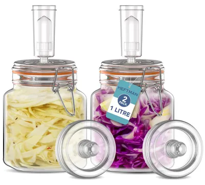 Immagine prodotto di Set da 2 contenitori Gärtopf con sistema di sfiato – capacità 1 litro, per una fermentazione sicura