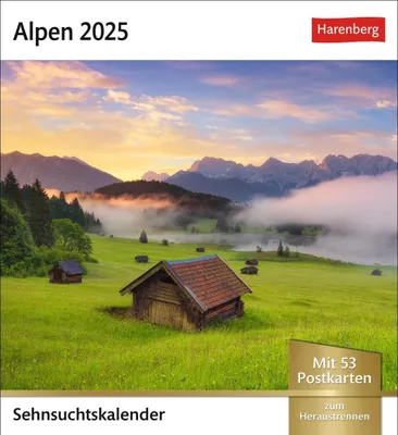 Produktbild von Alpen Sehnsuchtskalender 2025 - Wochenkalender mit 53 Postkarten