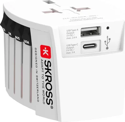 Produktbild von Skross MUV USB A/C Reiseadapter mit USB, Weltweit