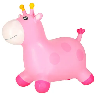 Produktbild von Aufblasbares Hüpftier für Kinder, rosa Giraffe, inklusive Pumpe