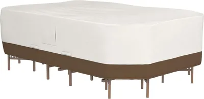 Productafbeelding van Tuinmeubelhoes - Afdekhoes voor tuintafel en 6 stoelen - Rechthoekig of ovaal - 279 x 213 cm - Beige