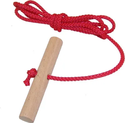 Produktbild von Schlittenseil mit Holzgriff aus Buchenholz 150 cm lang NEU rot