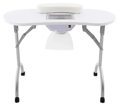 Image de Table de manucure - Table de manucure avec système d'aspiration des poussières - Grand plan de travail d'environ 90 x 38 cm - Structure métallique - Pour les salons de manucure et à domicile - Blanc
