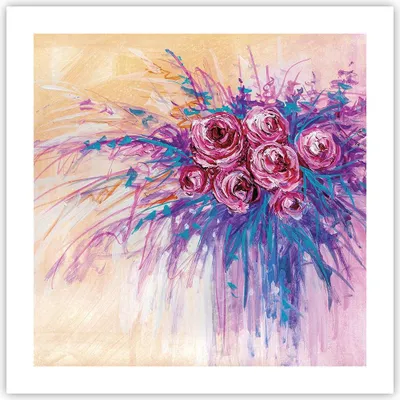 Produktbild von Poster - Poster ohne Rahmen - Blumenstrauß Blumen Rosen - 50x50 cm - Wand Bild - Wanddeko - Wandbilder - Kunstposter - Wandposter - Bilder - Kunstdruck - Wanddekoration - Wandbild - P2XAC50x50-4465