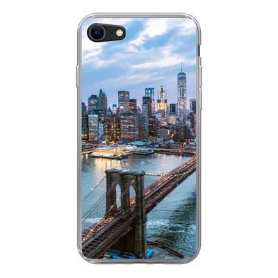 Produktbild von MuchoWow® Handyhülle Schutzhülle Hülle für iPhone SE 2020 New York - Skyline - Brücke Silikon Softcase Handy Hülle - Kartenbesitzer