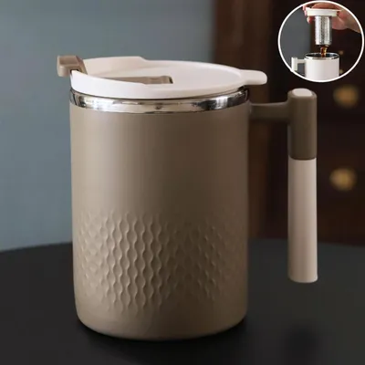 Immagine prodotto di Tazza termica da viaggio in acciaio inossidabile e PP, colore kaki, capacità 450 ml, con coperchio e filtro