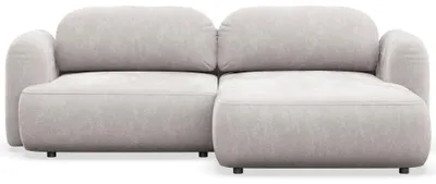 Image de Selsey Tvoya – Canapé d'angle convertible, pouf à droite, chenille gris-beige