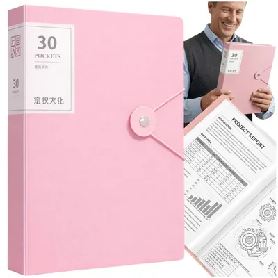 Produktbild von A4-Dokumentenorganizer mit 30 Fächern und Gummiband, rosa
