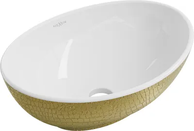 Produktbild von Mexen Elza Aufsatzwaschbecken 40 x 33 cm, Weiß/gold Schuppenmuster - 21014008