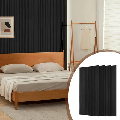 Zdjęcie produktu dla Panele akustyczne ISOISL, filcowe, samoprzylepne, zestaw 4 sztuk, wymiary 120 x 60 x 0,9 cm, panele ścienne do tłumienia dźwięku, z pionowymi rowkami, kolor czarny