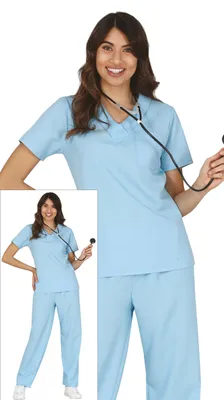 Produktbild von Krankenschwester Karnevalskostüm Faschingsoutfit Ärzte Look Kostümierung Elegant Pflegeberuf Karnevalsikone Erwachsene Stilvolle Kleidung Blautöne Verkleidungsfest, Größe: 38 - 40 (M) Farbe: Blau