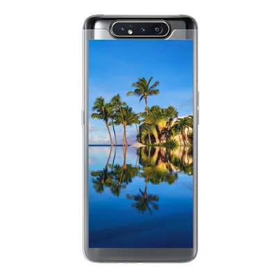 Produktbild von MuchoWow® Handyhülle Schutzhülle Hülle für Samsung Galaxy A80 Am Wailea Beach in Hawaii spiegeln sich die Palmen im Wasser Silikon Softcase Handy Hülle - Schutzdeckel