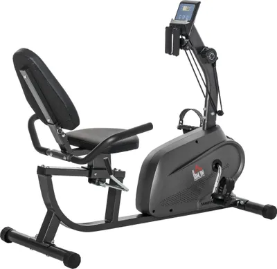 Produktbild von Heimtrainer - Ergometer Mit Rückenlehne - 8 Widerstandsstufen - Verstellbarer Sattel - LCD-Display - Schwungrad - Schwarz