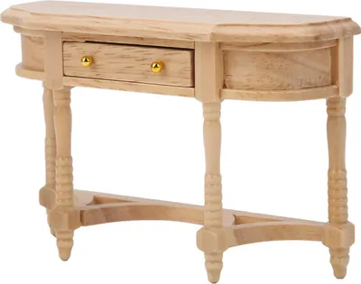 Obrázok produktu pre Nábytok do domčeka pre bábiky, miniatúrny drevený stôl, polkruhový stôl, príslušenstvo, 1:12