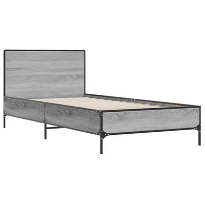 Produktbild von Bettgestell Grau Sonoma 90x200 cm Holzwerkstoff und Metall