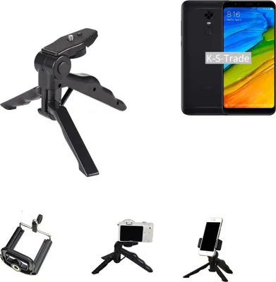 Produktbild von K-S-Trade Stativ Tisch-Ständer Dreibein Handy-Stativ Ständer kompatibel mit Xiaomi Redmi 5 Plus Mini-Stativ Smartphone Tripod Handy-Stativ aus