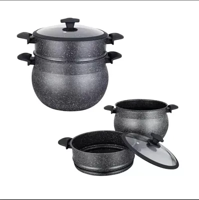 Zdjęcie produktu dla Garnek do kuskusu 28 cm – 12 litrów – wysokiej jakości garnek do gotowania na parze z powłoką marmurową,
