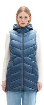 Produktbild von TOM TAILOR Damen Lange Steppweste mit Kapuze,26779 - Nighttime Blue, M