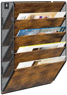 Immagine prodotto di Raccoglitore a 5 scomparti da parete, marrone, per documenti, libri, scuola, ufficio