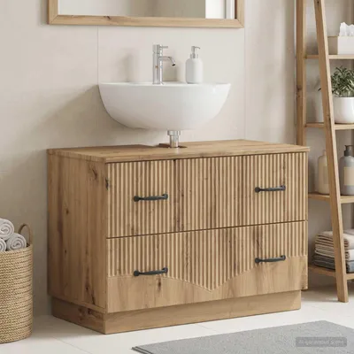 Immagine prodotto di Maison Exclusive - Mobile lavabo modello HOORN, impiallacciatura di quercia artigianale, dimensioni 82 x 41 x 56 cm