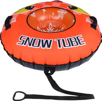 Zdjęcie produktu dla COSTWAY Nadmuchiwana opona śnieżna z liną holowniczą, dętka śnieżna 107 cm, nadmuchiwane sanki z uchwytami, opona saneczkowa dla dzieci i dorosłych, pomarańczowa