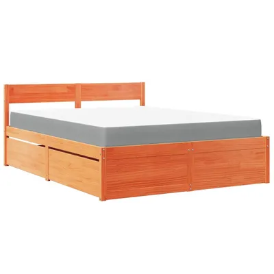 Produktbild von vidaXL Bett mit Schubladen und Matratze Wachsbraun 160x200 Massivholz