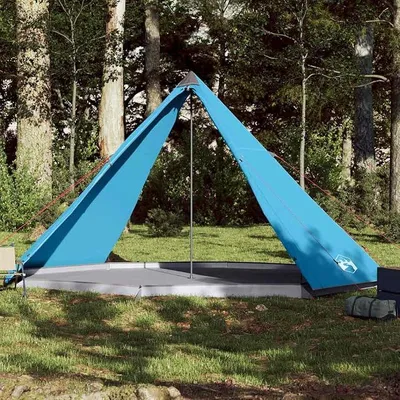 Productafbeelding van Tipi-familietent voor personen, blauw, waterdicht, met elektrische aansluiting, 400x400x, lichtgewicht polyester kampeertent met ventilatie, opbergzakken, ideaal voor outdoor activiteiten en wandelen