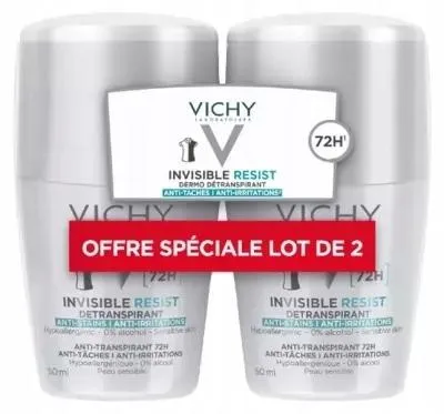 Produktbild von Vichy Invisible Resist Antitranspirant Roll-on Anti-Mark 72h, 2x50 ml