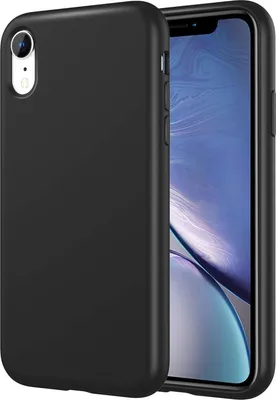 A black phone case is shown on a black background, with the screen of a phone visible inside the case.