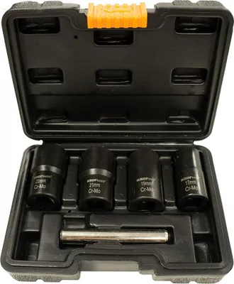 Obrázok produktu pre Sada nástrčných hlavíc - kľúčov na vyťahovanie skrutiek 1/2", 5ks, 17 - 22mm Kroftools
