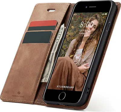 Zdjęcie produktu dla Etui z klapką SPACECASE Wallet do iPhone 7/8/SE 2020 Brązowy