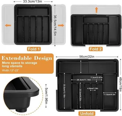 Immagine prodotto di Mobile per utensili da cucina con 9 scomparti, regolabile da 27 cm a 51 cm