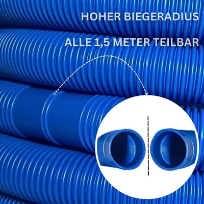 Produktbild von 1,5 Meterware 38mm 1 1/2' Poolschlauch Muffenabstand 1,5m
