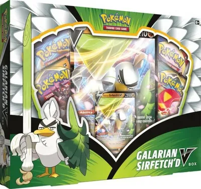 A Pokemon Galarian Sirfetch'd V Box.