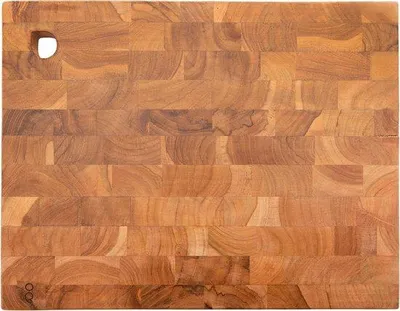Productafbeelding van Famanu snijplank van gerecycled teakhout - 40x30x2 cm met opvangbak voor sap