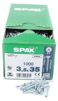Immagine prodotto di SPAX® 1081010350355 SPAX® Universalschrauben Z2 Senkkopf WIROX 1081010350355 3,5 mm x 35 mm, 1000 St.