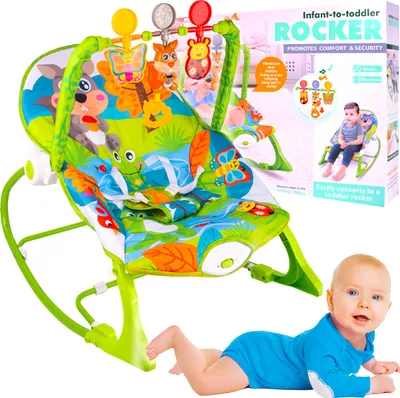 Produktbild von Malplay BabyWippen | elektrische Babyschaukel | Sitz mit Baby Mobile | Tiere Motive | bis zu 3 Jahren 18 kg