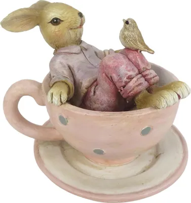 Produktbild von Clayre & Eef Figur Kaninchen 10x8x8 cm Braun Rosa Kunststoff