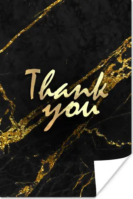 Produktbild von MuchoWow® Poster Zitate - Dank - Gold - Marmor 40x60 cm - Plakate für die Wand - Poster Babyzimmer