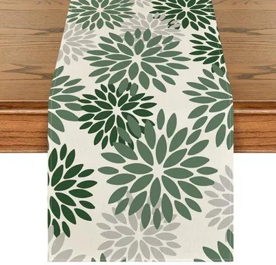 Zdjęcie produktu dla Letni obrus zielony 40 x 180 cm z motywem kwiatowym