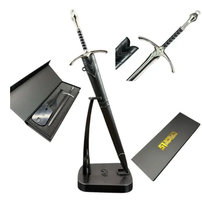 Image de Mini coupe-papier épée Glamdring 22 cm inspiré de Gandalf du Hobbit & du Seigneur des Anneaux LOTR - métal - support & boîte cadeau KW1123