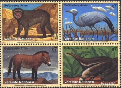 Produktbild von Briefmarken UNO - Wien 1997 Mi 222-225 Viererblock (kompl.Ausg.) gestempelt Gefährdete Tiere