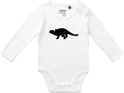 Produktbild von Huuraa Baby Body Ankylosaurus Dinosaurier 74 White  Baumwolle Fairtrade Langarmbody Geschenkidee