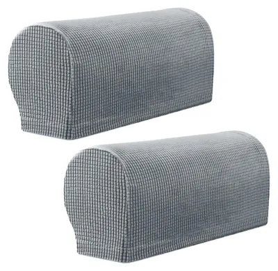 Produktbild von 2x Armlehne Bezug Stretch - Wasserdicht, Antirutsch, Für Sessel, Sofa, Liegestuhl, Grau Hell