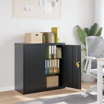 Productafbeelding van Archiefkasten, afsluitbare metalen kast, 90 x 40 x 90 cm, gereedschapskast, kantoorkast, afsluitbaar, antraciet, stalen kast, multifunctionele kast, metaal
