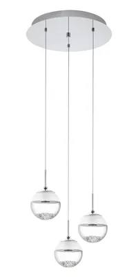 Zdjęcie produktu dla EGLO Montefio 1, Elastyczny montaż, Chrom, Przezroczysty, Biały, Przezroczysty, Biały, Szkło, Stal, Wewnętrzna, IP20
