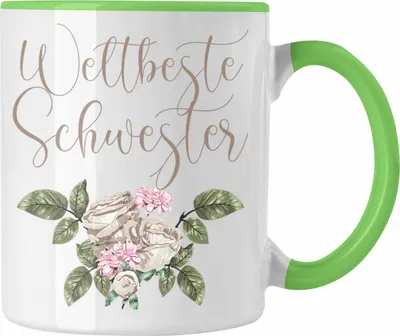Produktbild von Trendation - Weltbeste Schwester Tasse Geschenk Schwesterherz Lustiger Spruch Geburtstag Schwester (Grün)