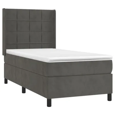 Produktbild von Boxspringbett mit Matratze Dunkelgrau 90x200 cm Samt