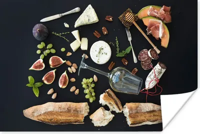 Produktbild von MuchoWow® Poster Wein - Obst - Käse 60x40 cm - Schlafzimmerdekoration